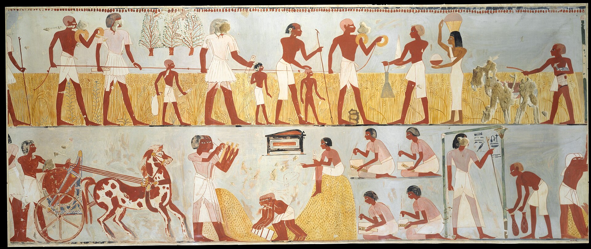 Unknown (Tomb of Menna), Agricultural cycle (plowing, harvest, surveying), c. 1400 BCE