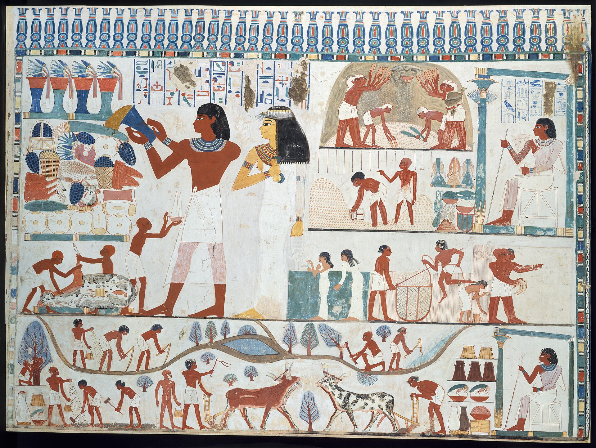 Unknown (Tomb of Nakht), Harvest, winemaking, fowling, c. 1400 BCE