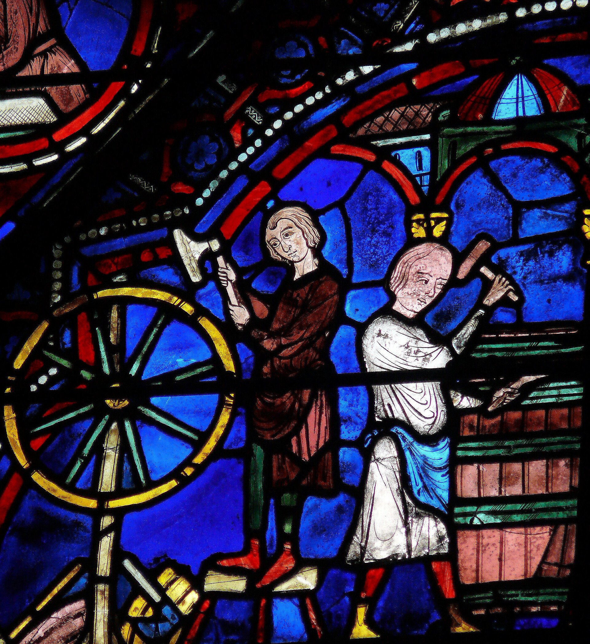 Unknown, Chartres Cathedral trade windows (bakers, wheelwrights, furriers), c. 1200-25