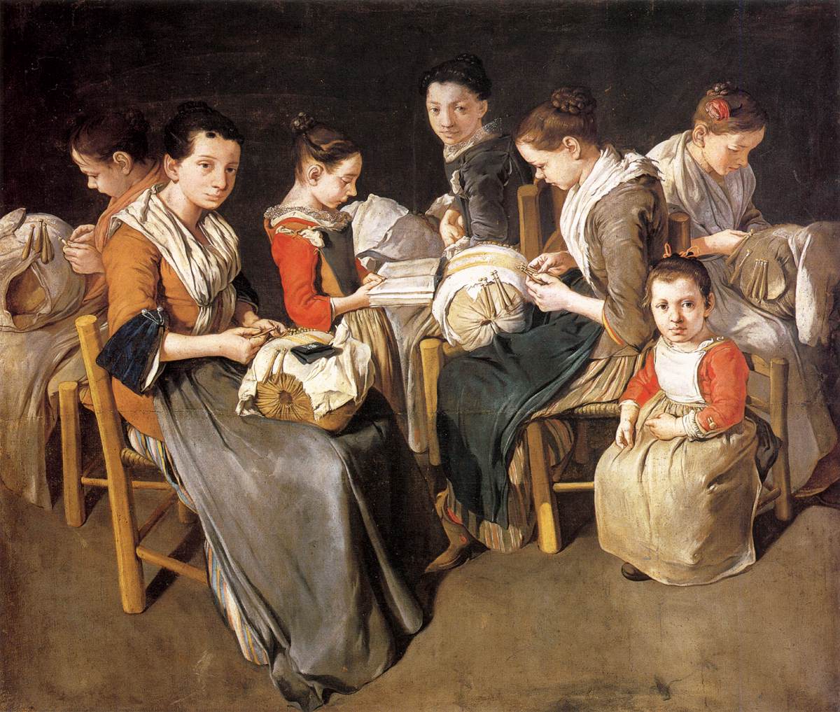 Giacomo Ceruti (Pitocchetto), Women Working on Pillow Lace, c. 1720s