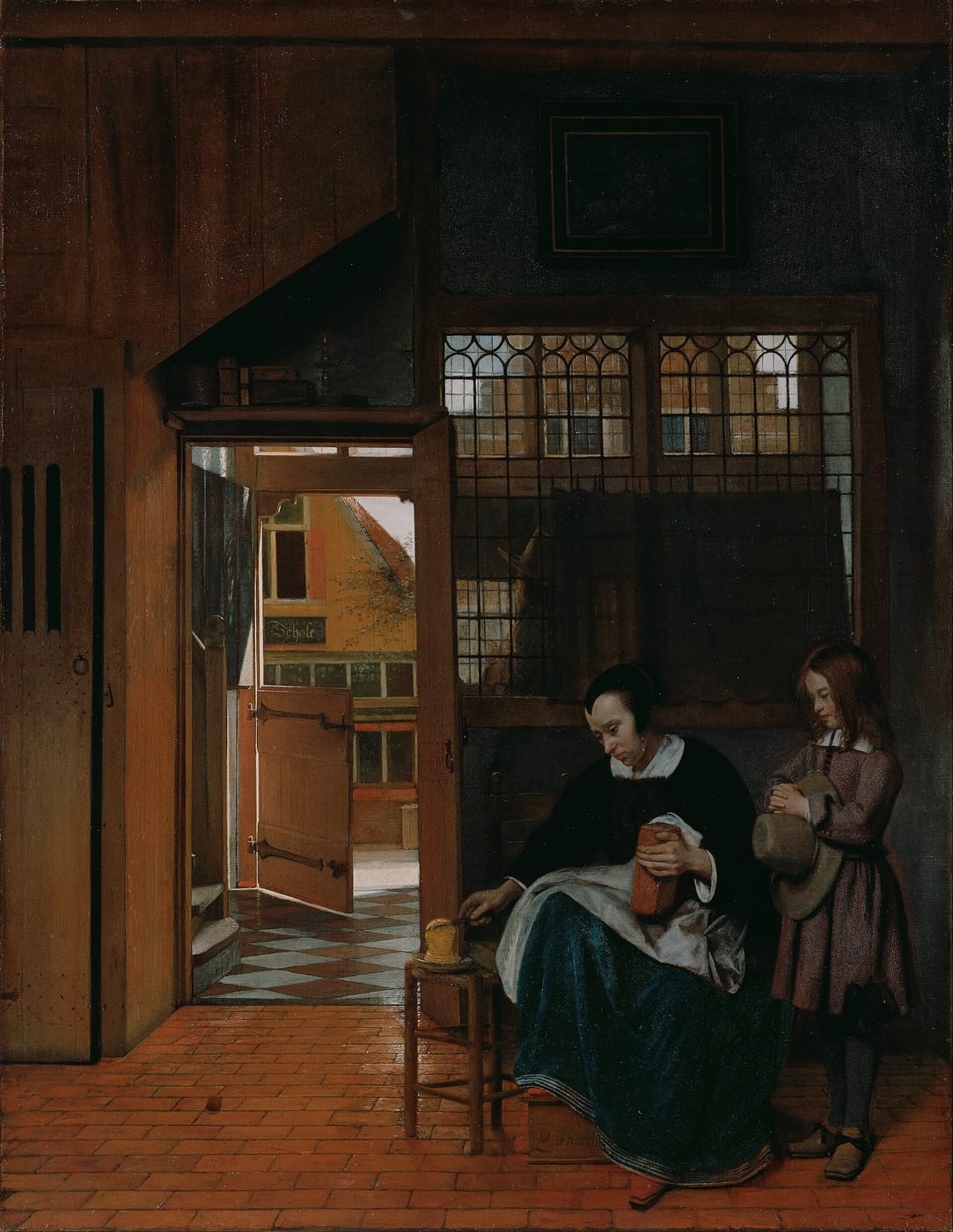 Pieter de Hooch, A Woman Preparing Bread and Butter for a Boy, c. 1660-63