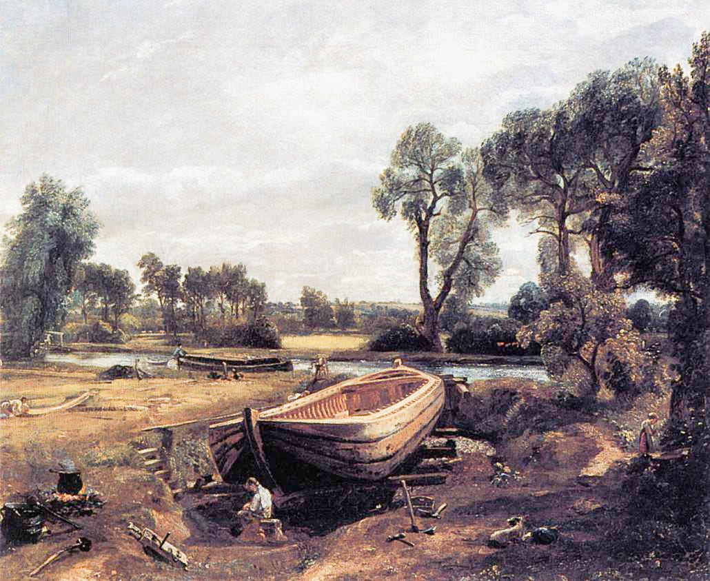 John Constable, Boat-Building near Flatford Mill, 1815