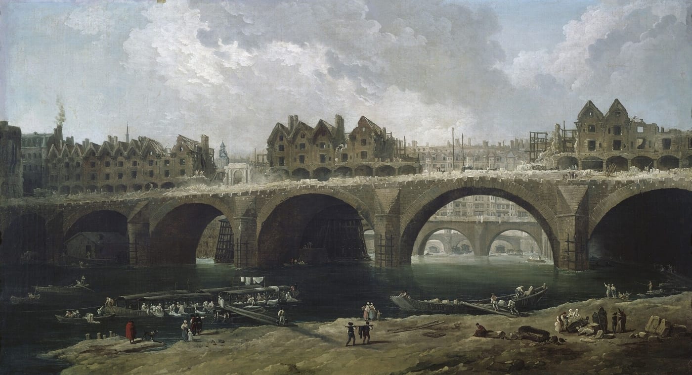 Hubert Robert, Demolition of the Houses on the Pont Notre-Dame, 1786