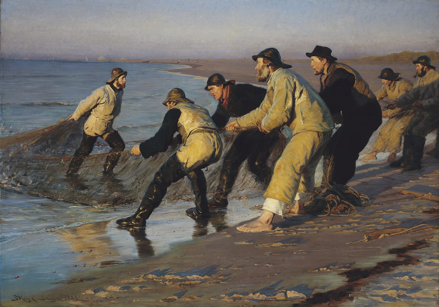 P. S. Kroyer, Fishermen Hauling Nets, North Beach, Skagen, 1883