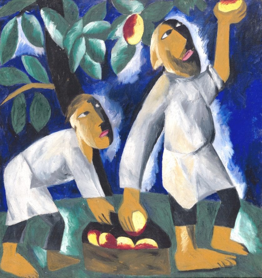 Natalia Goncharova, Peasants Picking Apples, 1911
