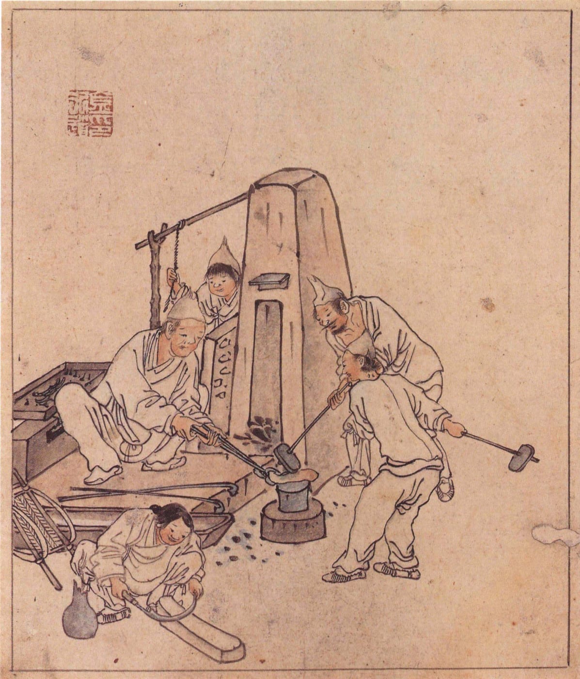 Kim Hong-do, A Blacksmith's Workshop, late 18th c.